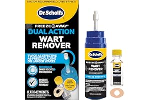 DR. SCHOLL'S Dr Scholl's Dual Action Freeze Away Wart Remover, 8 ct – Twice as Effective as Freezing Alone on Larger Warts, Fast-Acting Treatment for Common and Plantar Wart Removal, Safe to Use on Kids Ages 4+