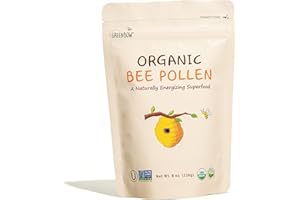 Greenbow Organic Bee Pollen - 100% USDA Certified Organic, Non-GMO, Pure, & Natural Bee Pollen - Superfood Packed w/Proteins, Vitamins & Minerals (8oz)