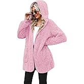 Yanekop Womens Oversized Sherpa Jacket Long Cardigan Sweaters Fuzzy Fleece Jacket Faux Fur Plus Size Coats with Pockets