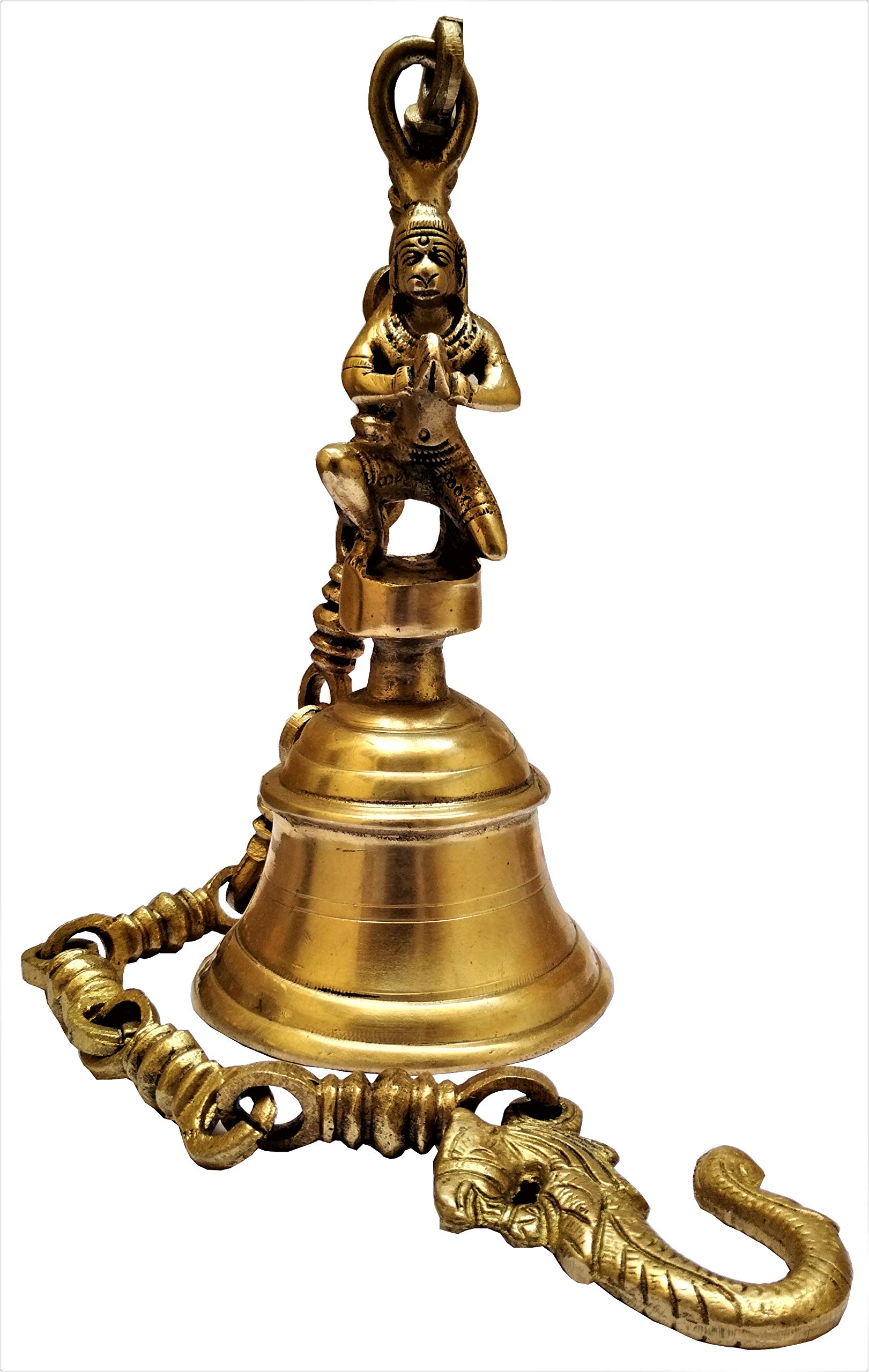 Purpledip Brass Hanging Bell Lord Hanuman: Deep Resonating Sound (11579)