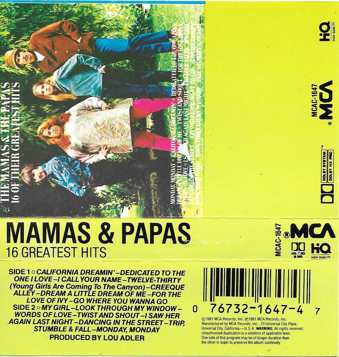 Mamas & the Papas The Mamas and the Papas 16 Greatest Hits Music