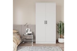 Woodpeckers Furniture And Mattress Harmony Collection Wood Two Door Armoire Wardrobe Cabinet (White)