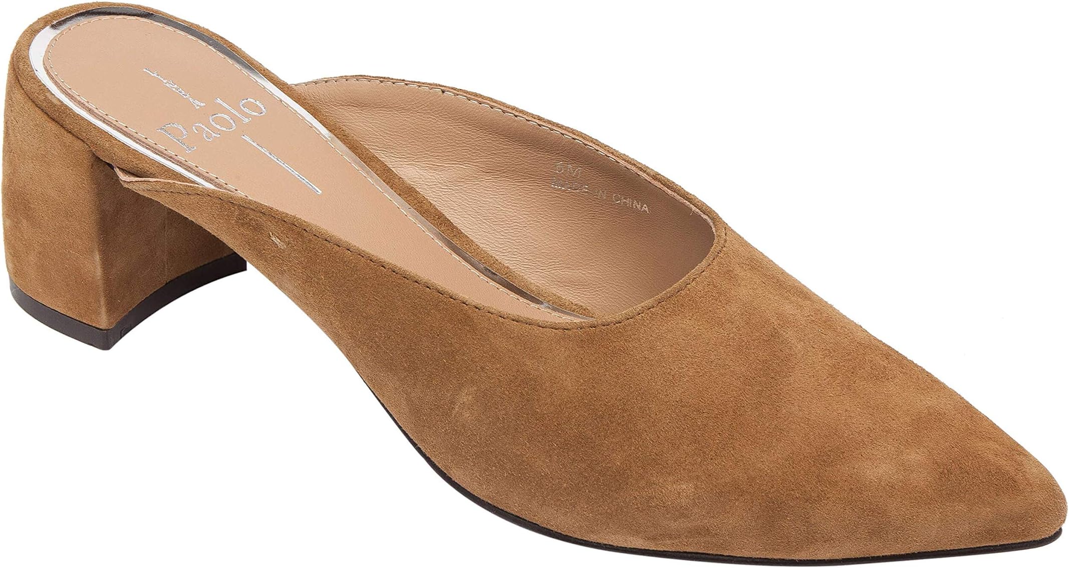 Linea Paolo - Zadie - Svelte Almond Toe Mid Height Block Heel Mule Comfortable Leather Suede