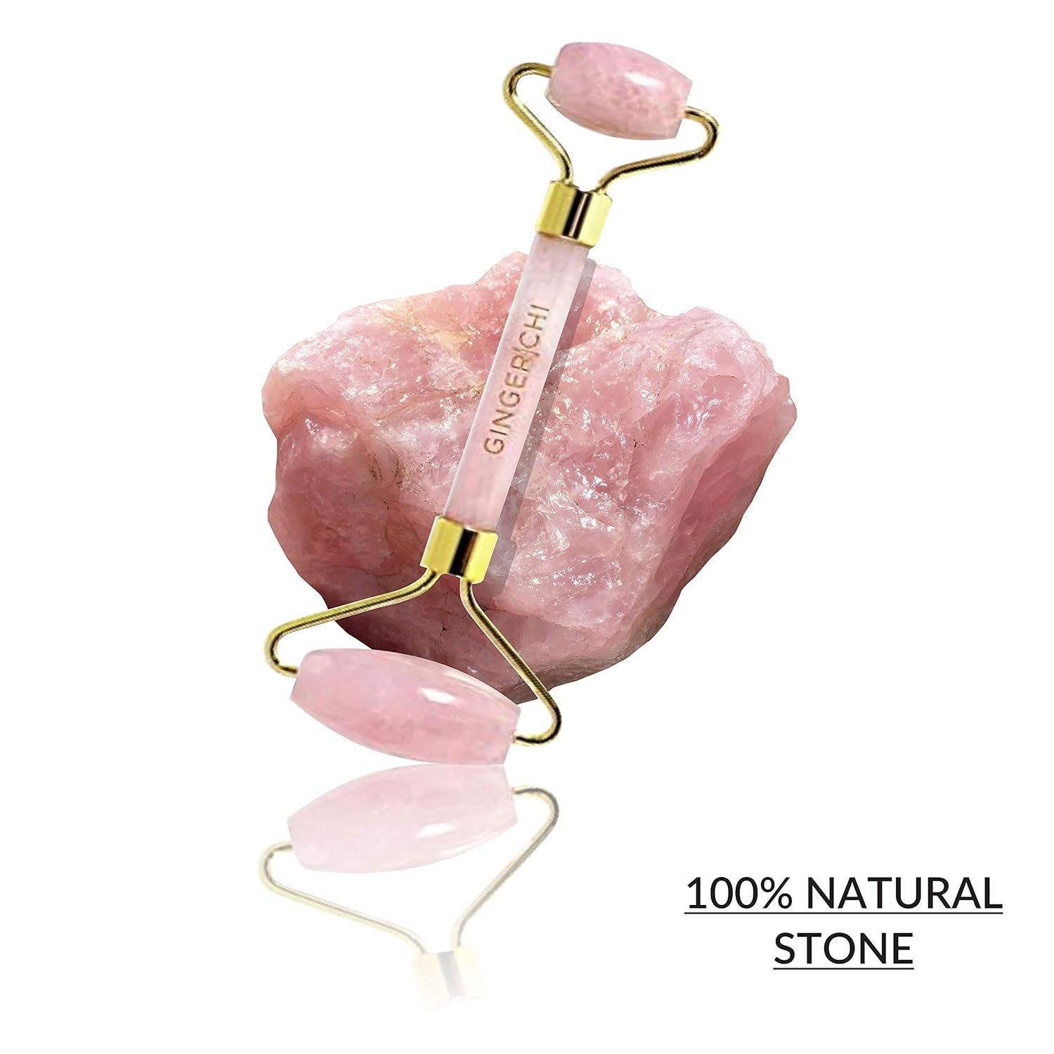 GingerChi Rose Quartz Chi Roller Anti Aging Therapie 100 Rosenquarz