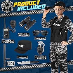Luucio SWAT Police Costume for Kids, Kids Police