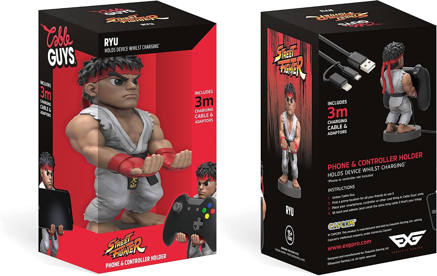 Cableguys, Capcom Street Fighter Ryu Gaming Accessories Holder & Phone Holder for Most Controller (Xbox, Play Station