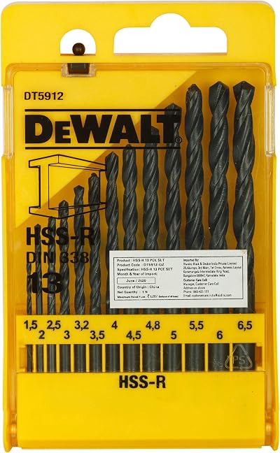 DEWALT DT5912 HSS-R Jobber Drill Bit Set 13 Pieces DIN 338 Metal