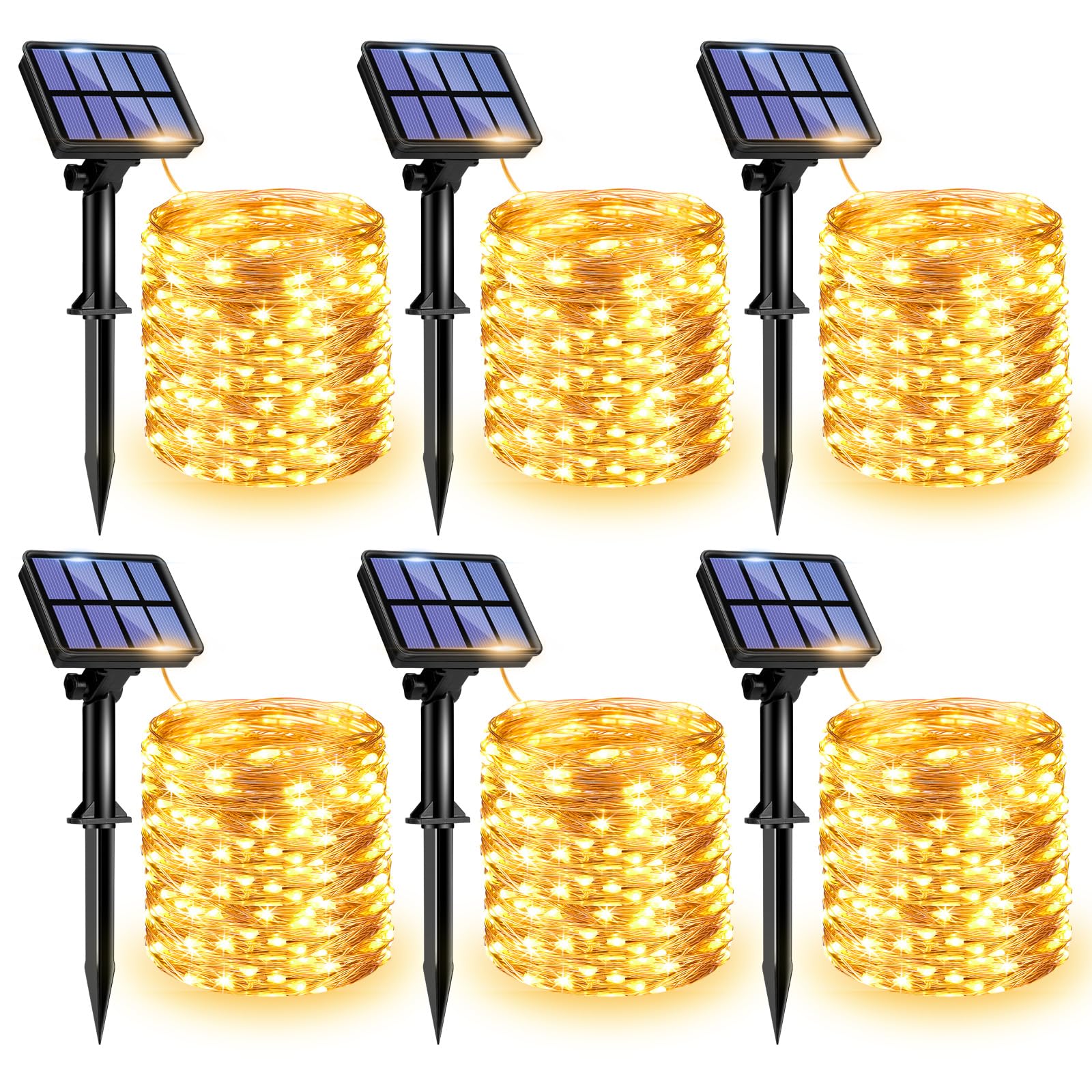 litogo 6 Pack Solar String Lights Outdoor,12M/40Ft 120LED Solar Fairy Lights Outdoor Garden Waterproof, 8 Modes Copper Wire Decorative Solar Powered String Lights for Patio Yard Trees Wedding Party — image 1