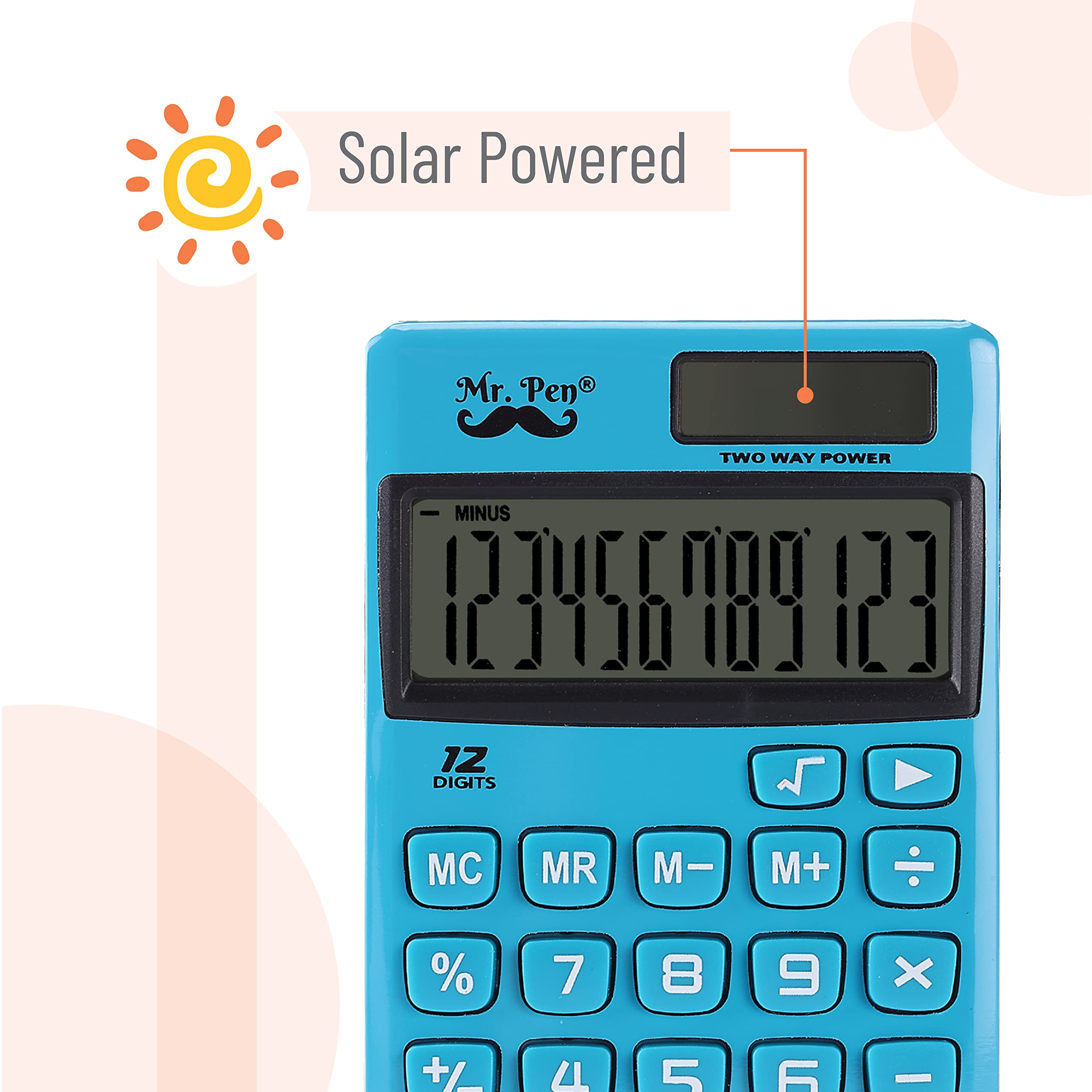 Mr. Pen- Standard Function Calculator, 12 Digits, Solar Calculator, Basic Office Calculators