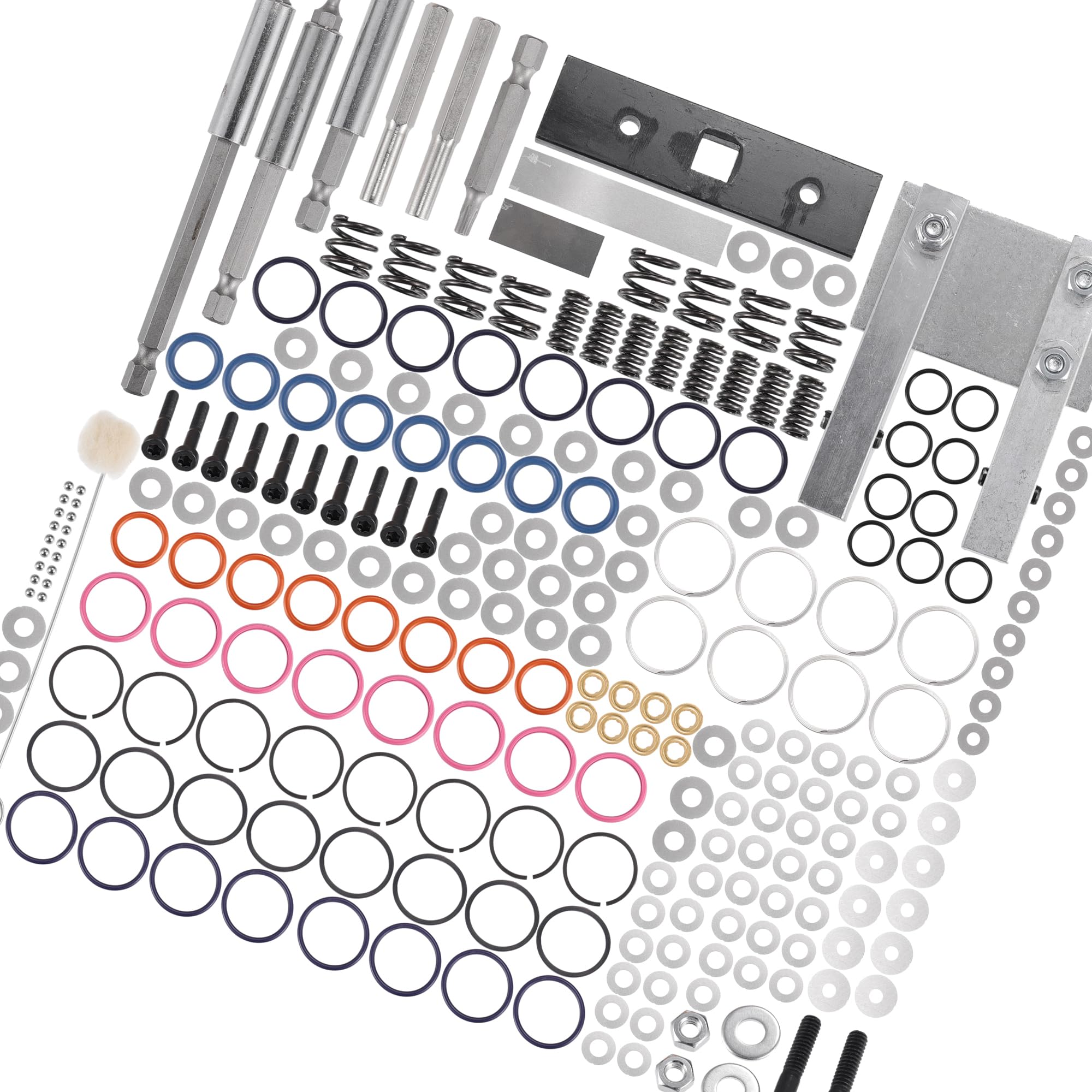 Photo 1 of Motoforti 7.3L Injector Rebuild Kit with Vice Clamp, Special Tools, Springs & O-Ring Seal Kit, for Ford 7.3L 1994-2003, Metal, Black, Silver Tone