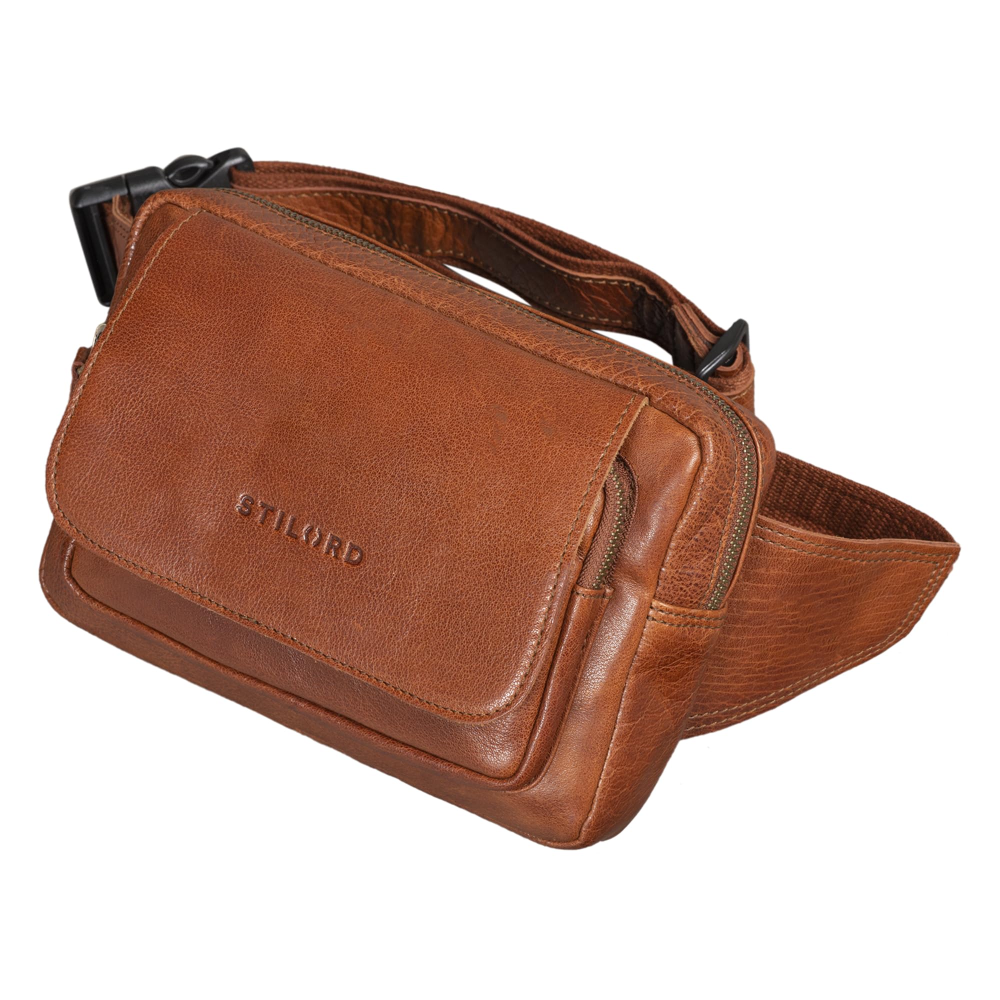 STILORD "Boston" Leather Vintage Waist Bag for Men and Women for 8.4 inch Tablets and Smartphones Colour:maraska - Brown