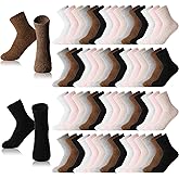 Handepo 60 Pairs Women Fuzzy Socks Bulk Winter Warm Soft Fluffy Crew Sleeping Slipper Socks for Indoor Valentine's Day Gifts