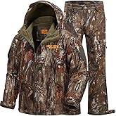 New View Quiet Hunting Clothes for Men, Camo Hunting Jacket and Pants, Water Resistant and Insulated