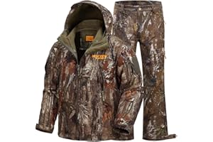 NEW VIEW Camo Hunting Clothes for Men,Quiet Warm Hunting Jacket and Pants,Water Resistant Hunting Suit for Deer Duck Bow Hunt