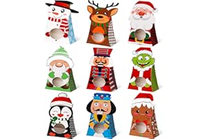 Giiffu 36-Pack Christmas Goodie Boxes with Clear Window, 9 Festive Designs Small Candy Gift Boxes for Classroom Treats, Birthday Party Favors & Holiday Celebrations (7.5 x 4 x 2 Inches)