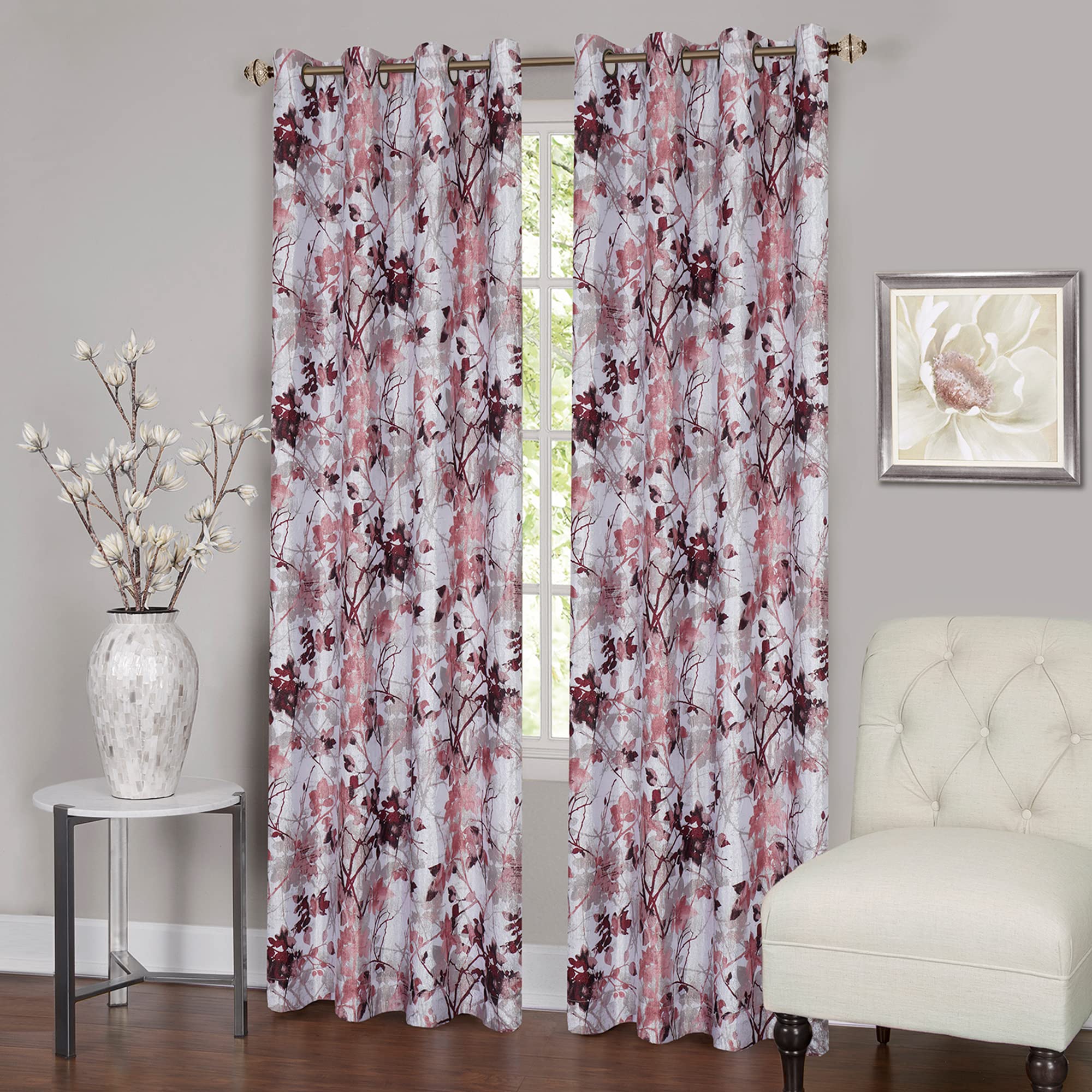Achim Home Furnishings, Blush Tranquil Lined Grommet Window Curtain Panel, 50" x84, 50" x84"