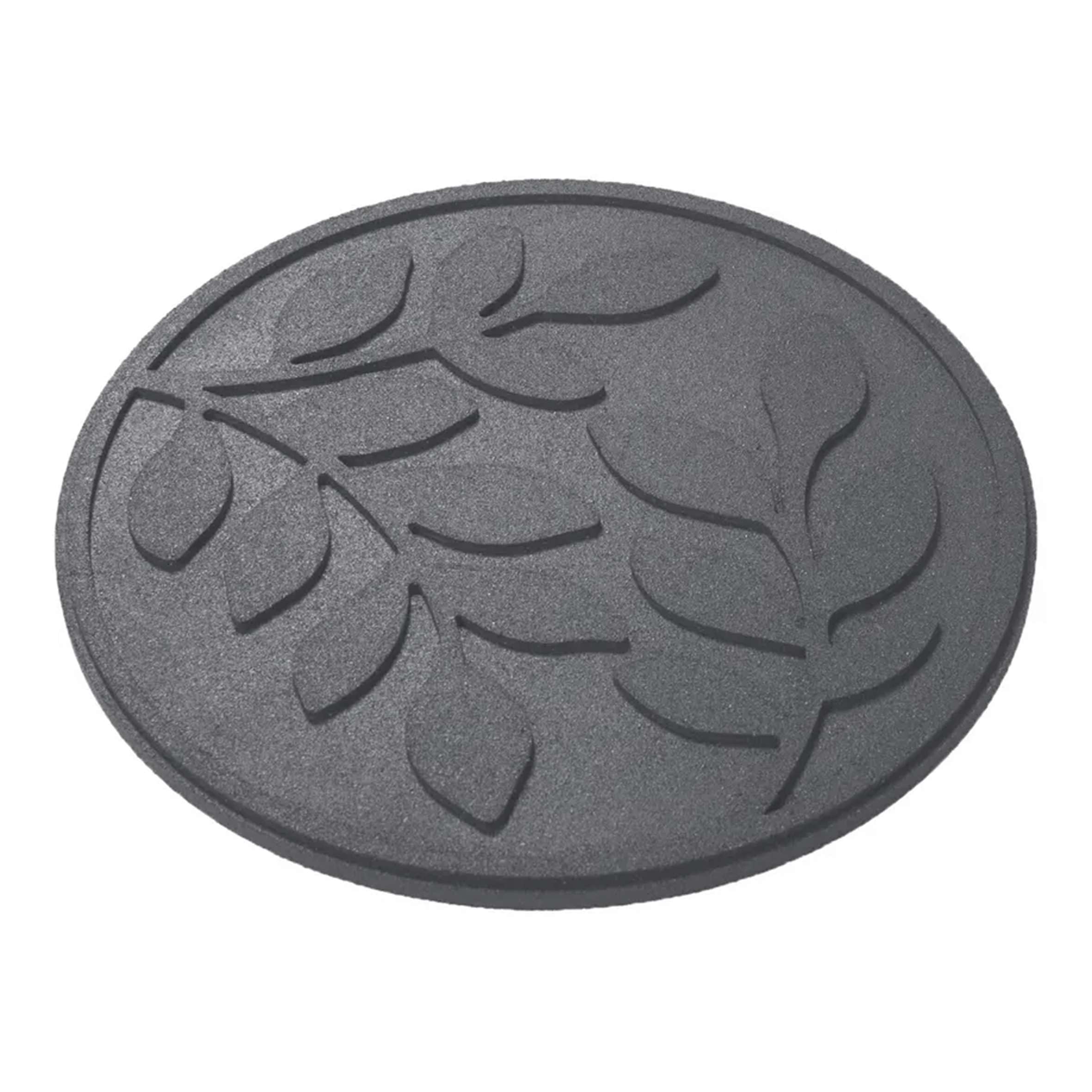 Nicoman Garden Recycled Stepping Stones with Leaf Design, Reversible, Rubber, Hard Wearing (Grey, Set of 1)