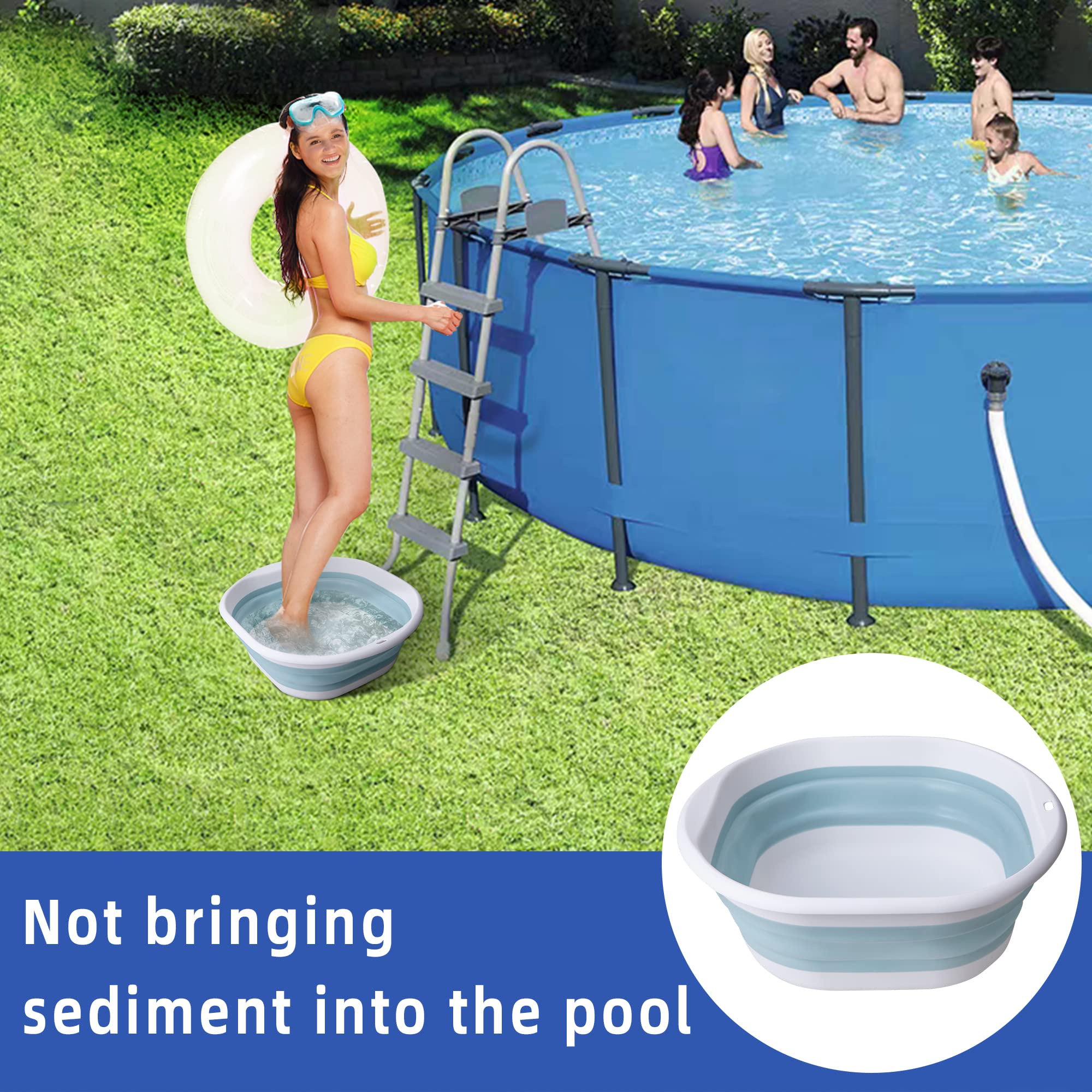 Tlswshsy Portable Pool Foot Bath,Collapsible Pool Foot Wash Basin Tub,Foot Bath Basin for Above Ground Swimming Pools Accessories