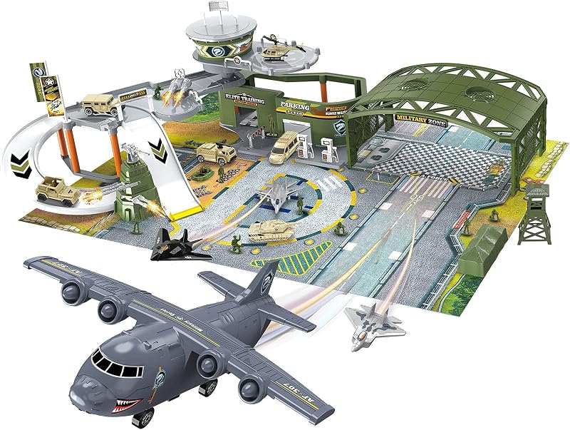 Veluoess Military Combat Set Army Base Tank Plane Helicopter Educational Toy