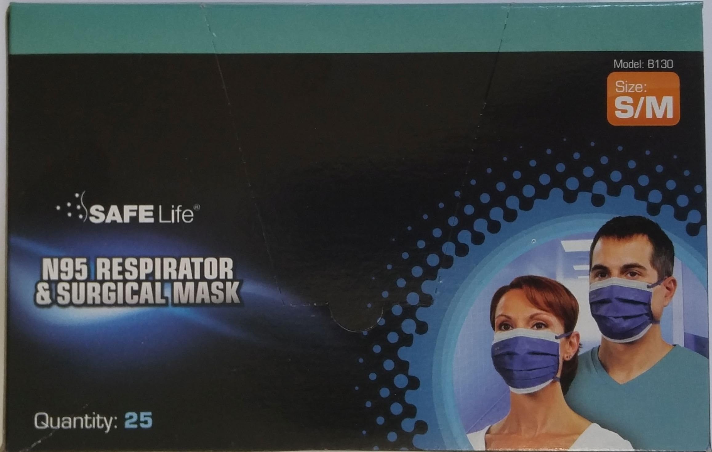 SAFE Life N95 Respirator & Surgical Mask B130 - S/M 25-Pack