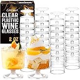 Loccmat 2 oz Mini Dessert Cups, 80 Pack Clear Plastic Wine Glasses, Disposable Dessert Shot Glasses for Party, Wedding, Birthday, Tasting