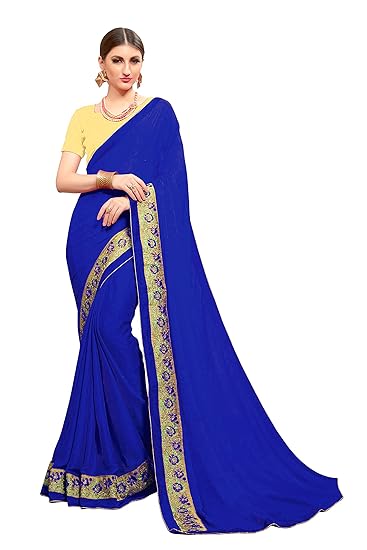 Womens Crepe Jecquard Saree (valentine101_blue_blue)