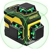 IKOVWUK Laser Level with 12 Green Lines, Built-in 5200 mAh Li-ion Battery | 3&times;360&deg; Full Coverage, for Construction and Picture Hanging