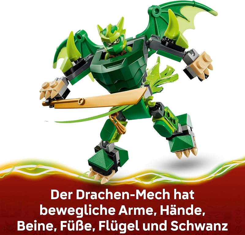 NINJAGO Lloyds Drachen-Mech Battle Set - Ninja Spielset mit Actionfigur, 3 Minifiguren und Katanas - Kinderzimmer Deko - Geschenkidee für Jungen ab 6 Jahren und Dragons Rising Fans - 71862