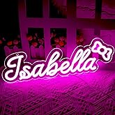 ATTNEON Large Isabella Name Neon Sign,LED Name Neon Light for Kids Bedroom,Birthday Party Decoration,Neon Sign Customizable for Wall Decor,Perfect Choice for Girls,Size 16.1 * 5.1 inches(JTD0175)