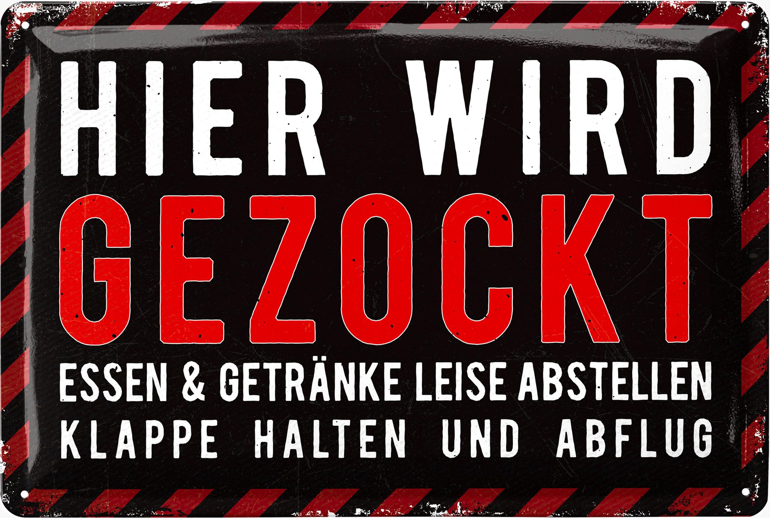 LANOLU Retro Tin Sign – Gaming Sign – HERE WIRD GEZOCKT Door Sign Please Do Not Disturb – Gamer Gift – Gaming Zone – Funny Decoration Teenager's Room for Gamers – as a Metal Sign, 20 x 30 cm
