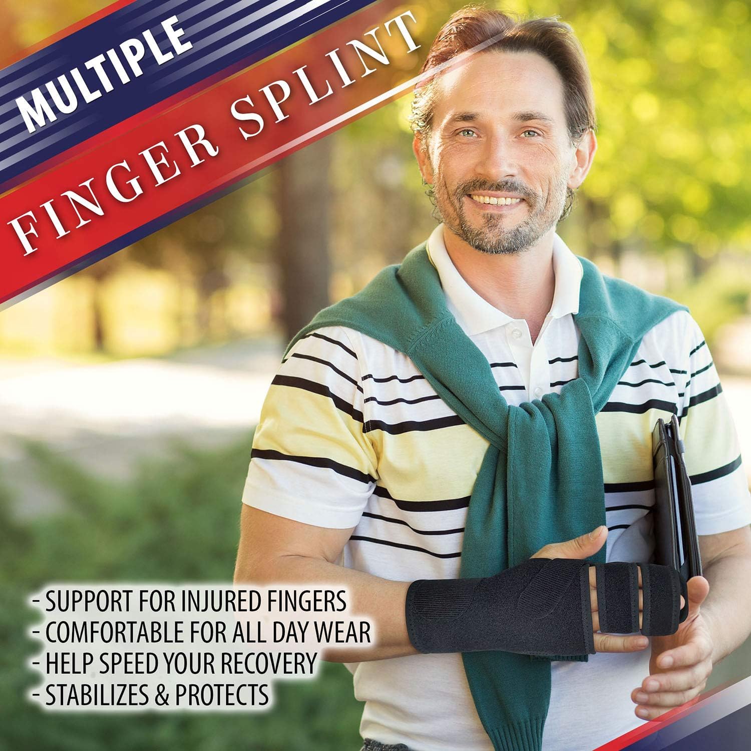 Trigger Finger Splint Finger Brace – Supports Two or Three Fingers. Help Broken Fingers Hand Contractures, Arthritis, Tendonitis, Mallet Fingers or Hand Splint for Metacarpal Fractures (Right - S/Med): Health & Personal Care