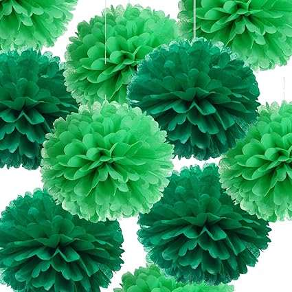 Amazon Com 14 Green Tissue Pom Poms Kit Diy Decorative Paper