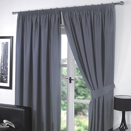 Dreamscene Pencil Pleat Blackout Curtains Set Of 2 Thermal Tape