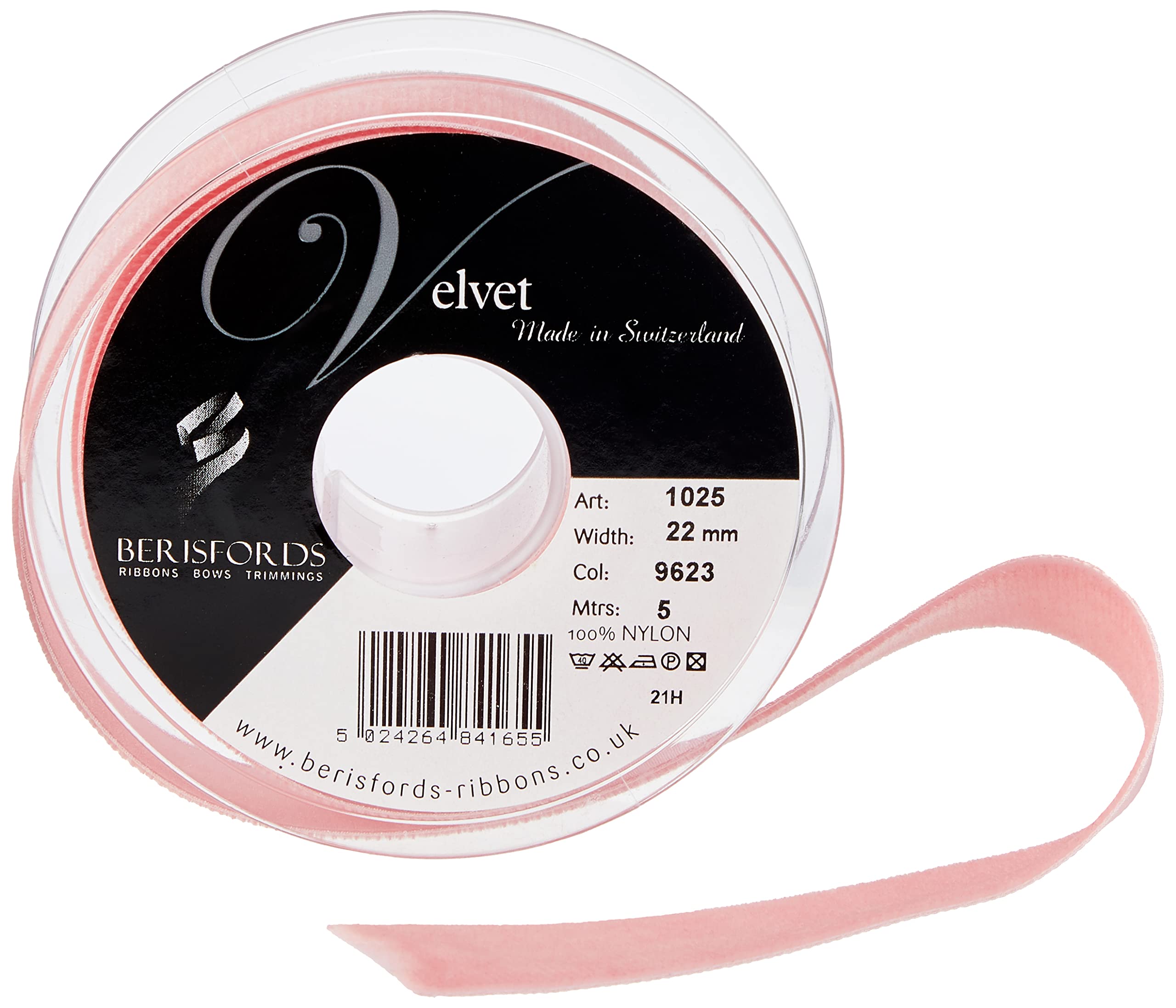 Berisfords Velvet Ribbon, Dusty Rose, 102 x 30 x 102 cm