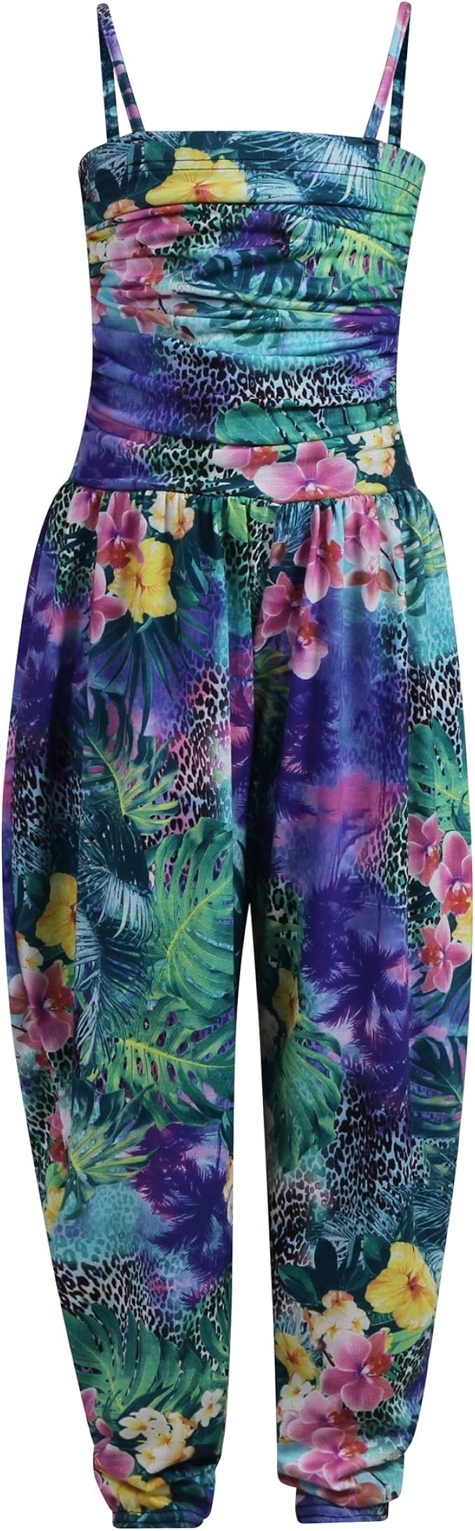 Red Chilli Flower Print Girls Jumpsuit Playsuit Blue/Green Age