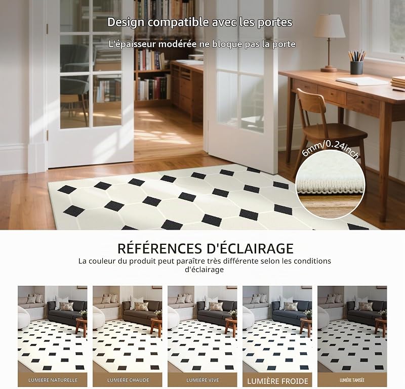 Tapis Moderne Lavable antidérapant 160x230cm Blanc