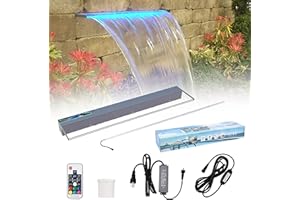 SUMGREEN PONDO Lighted Waterfall Pool Fountain 36" with LED 7 Color Changing and Remote, Acrylic Waterfall Spillway for Sheer Descent Garden Outdoor
