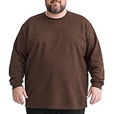 TAPULCO Men's Big and Tall Long Sleeve Crewneck T Shirt Thermal Lightweight Curved Hem Casual Shirt