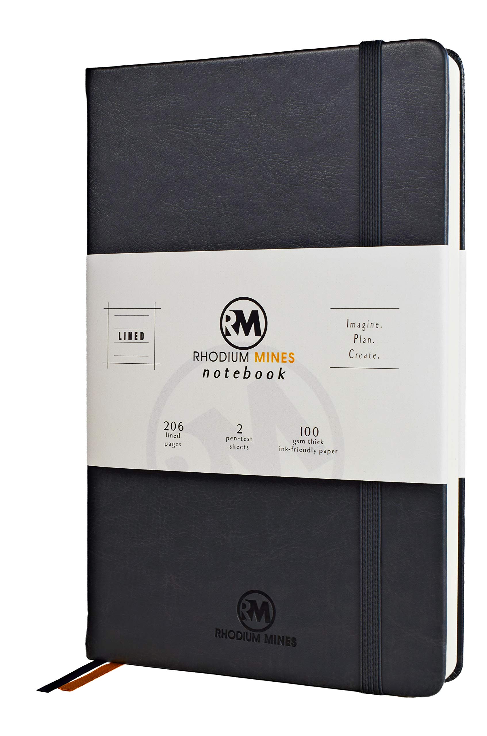 Rhodium Mines A5 Notebook, Lined, (20.8cm x 13.1cm), Hardback | Premium 100gsm Thick Ivory Paper, Classic Ruled Writing Journal, Hardcover, PU Leather, (SLATE GREY)