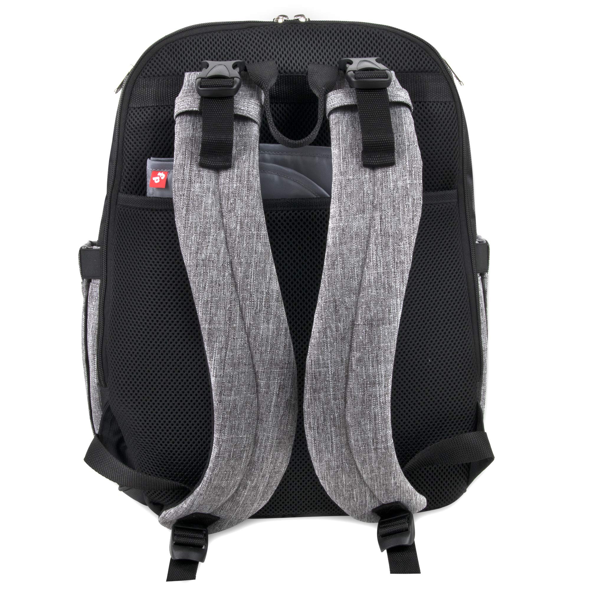 Fisher Price Diaper Bag Backpack with Changing Pad and Stroller Straps, Grey, Large