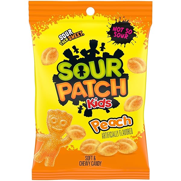SOUR PATCH KIDS PEACH SOFT & CHEWY CANDY, 8.07 OZ