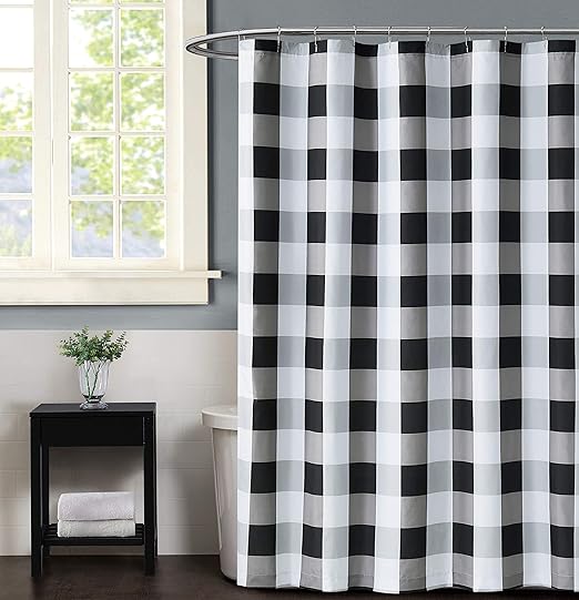 Amazon Com Truly Soft Everyday Buffalo Plaid Black Shower Curtain
