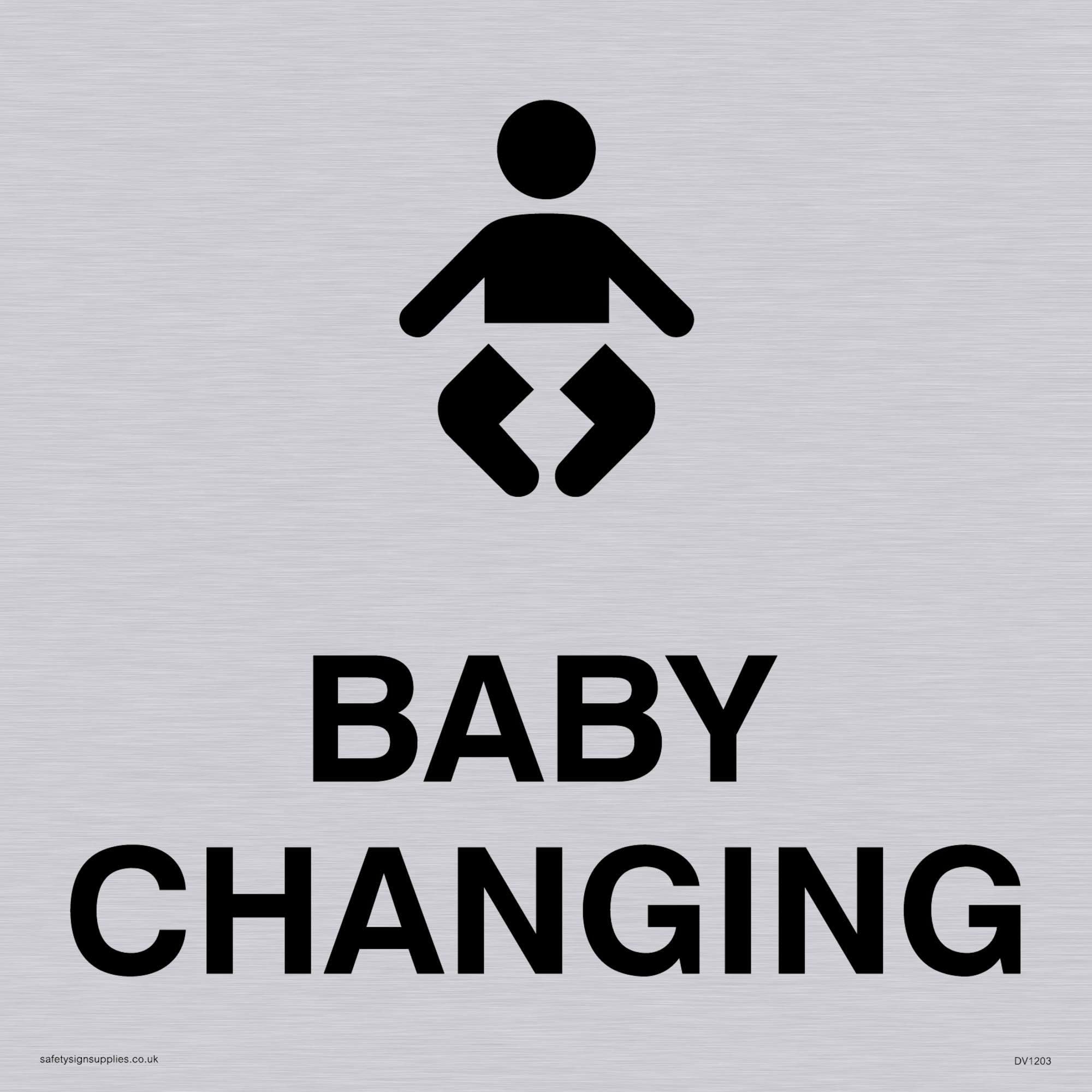 Viking Signs DV1203-S15-SV "Baby Changing" Sign, Vinyl Silver Sticker, 150 mm H x 150 mm W