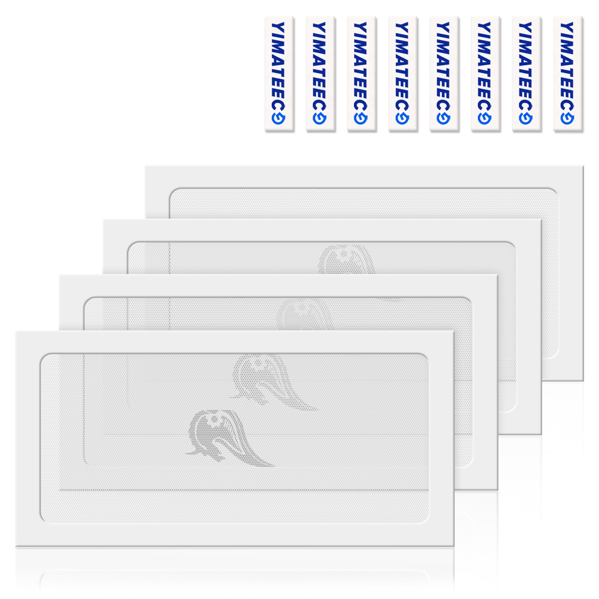 YIMATEECO Magnetic Dust Filter 240mm PC Fan Dust Cover for Computer Cooler, 4 Pack 120 x 240mm PC Case Fan Dust Mesh Grills Dustproof (PVC Gentleman, 4pcs, White)