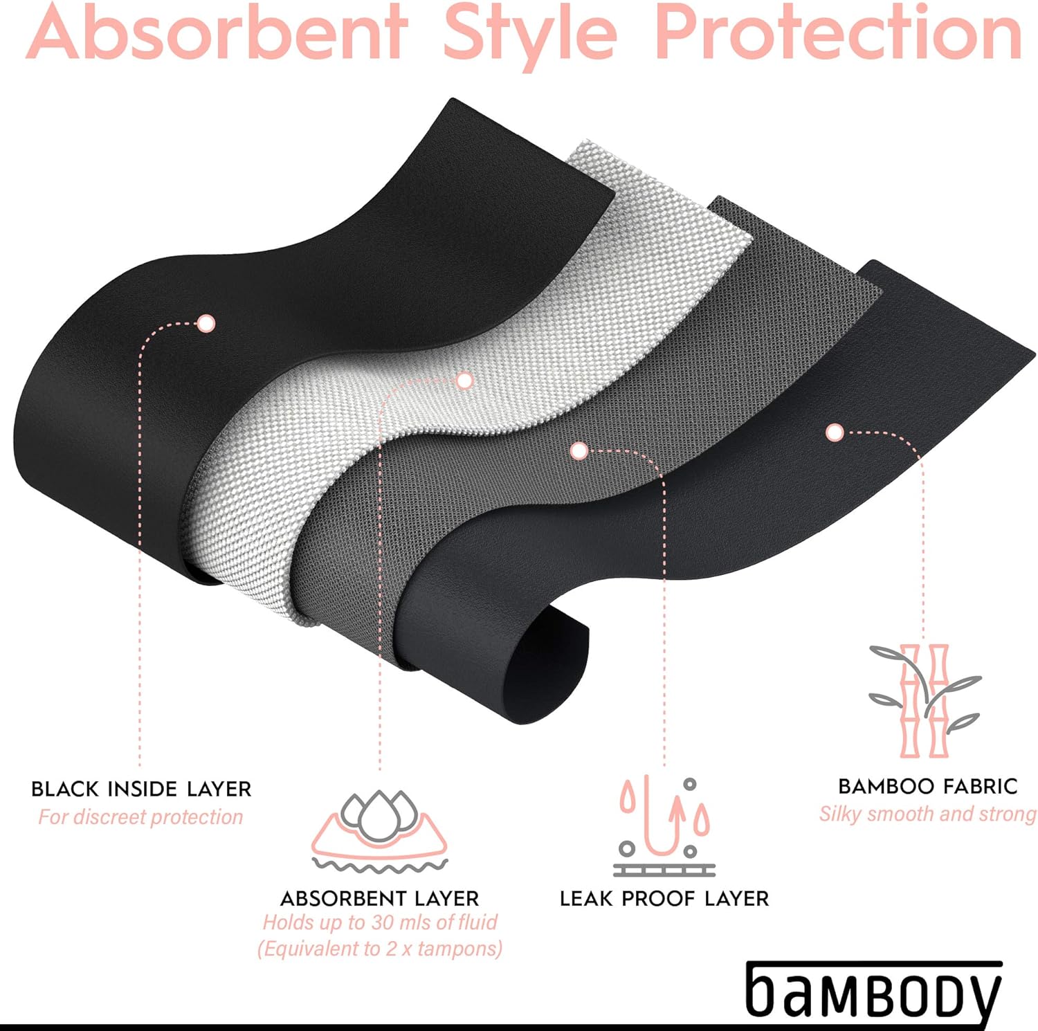 Absorbent Brief: Period Panties | Menstrual and Incontinence Underwear (3 Pack (Black), Large): Health & Personal Care