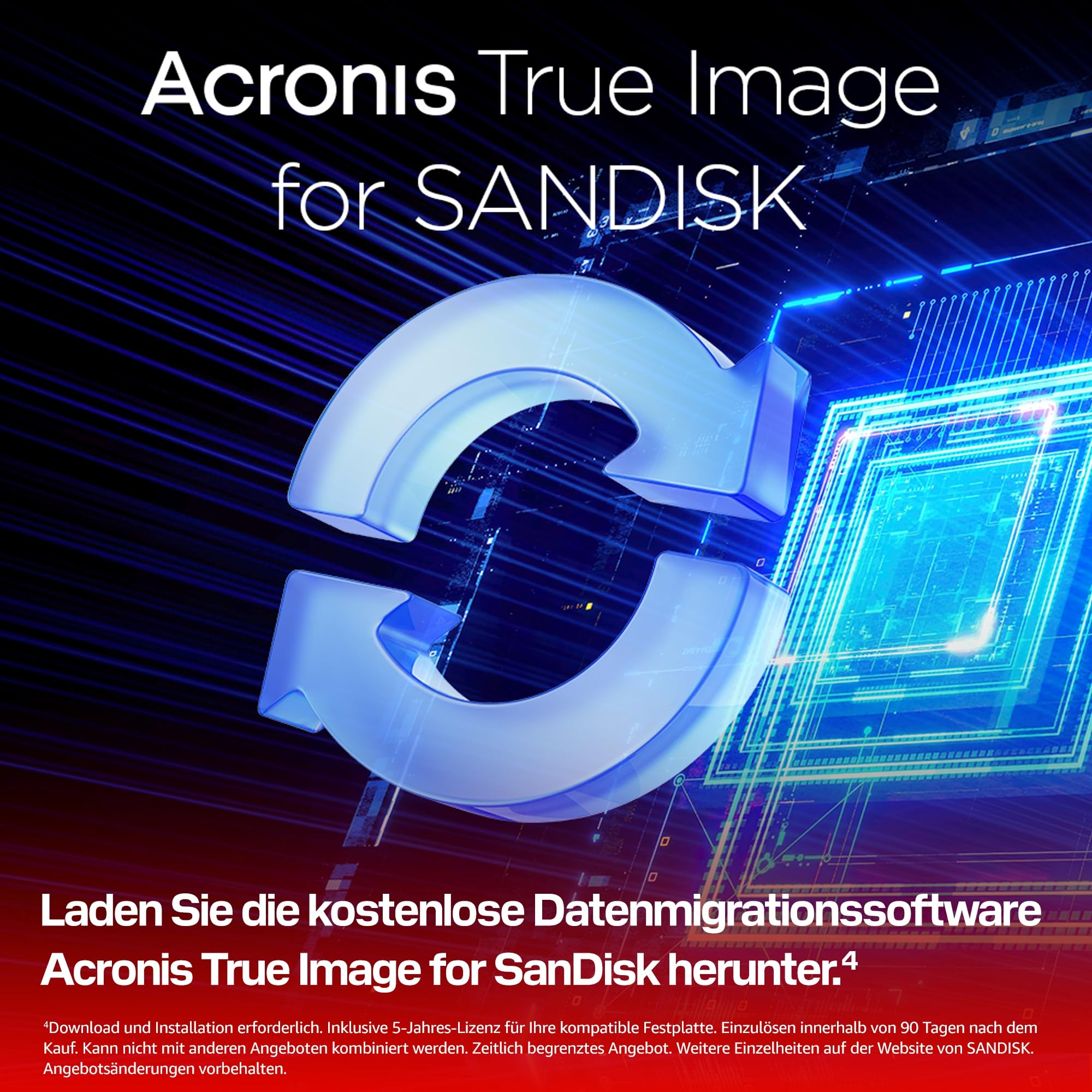 WD Blue SN5100 NVMe SSD 1 TB (7.100 MB/s Lesegeschwindigkeit, M.2 2280, PCIe Gen 4.0, nCache 4.0, SanDisk 3D CBA NAND-Technologie, Acronis True Image) 6