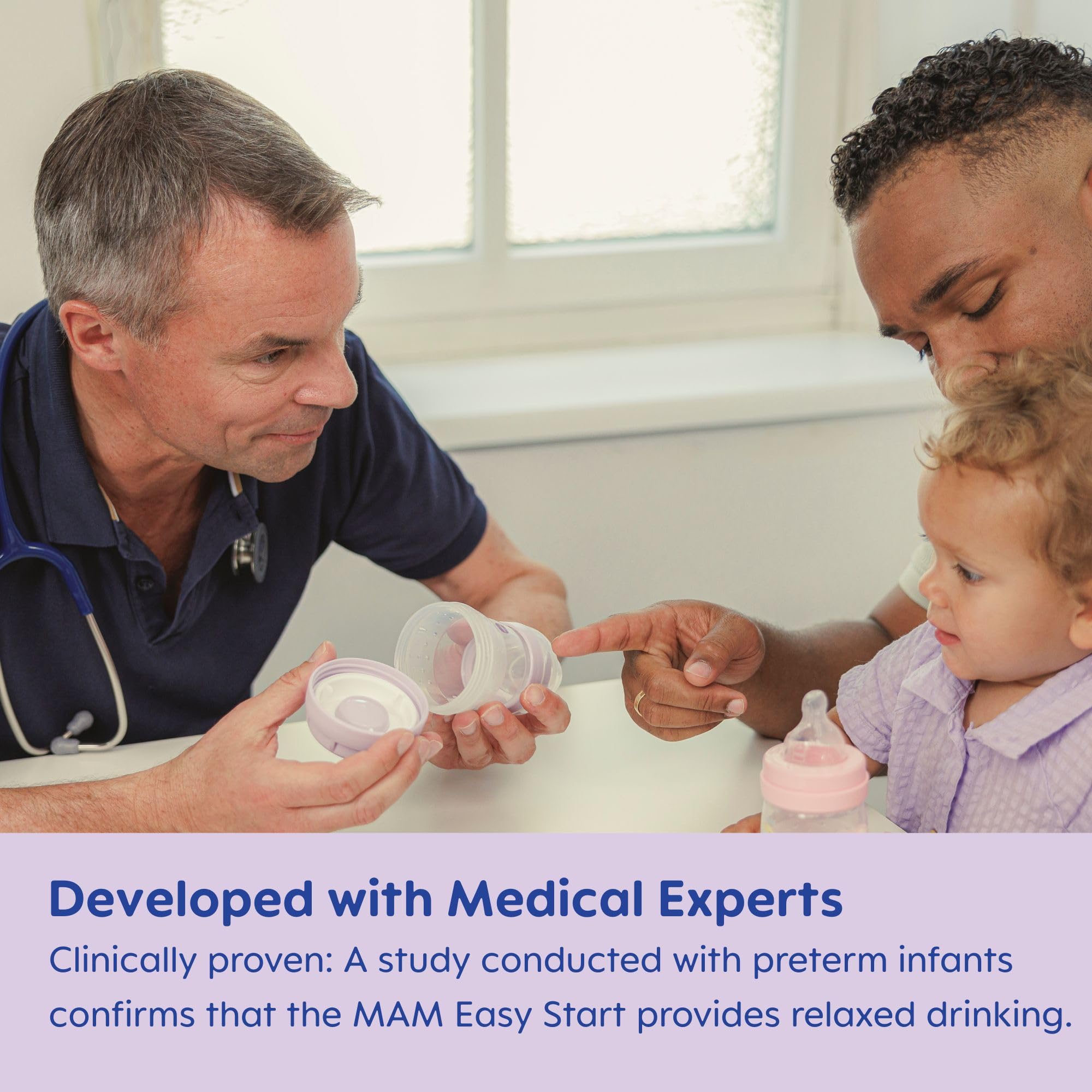 MAM Easy Start Anti-Colic Baby Bottles, Extra Slow Flow, Breastfeeding-Like Silicone Nipple Bottle, Reduces Colic, Gas, & Reflux, Easy-to-Clean, BPA-Free, Vented Baby Bottles for Newborns, 0-3 Months