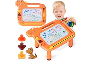 MEJCFARI Toddler Toys 2-3, Dinosaur Magnetic Drawing Board Toys for 1 2 3 Year Old Boy Girls,Colorful Magna Sturdy Doodle Board Kids Toys, Etch Sketch Educational Toys for Toddlers 1-3 Easter Birthday Gifts