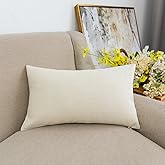 Jeanerlor Lined Linen White Throw Pillow Cover 12x20 inch Cushion Case from Home Decor for Baby/Children, (30 x 50 cm), Light Linen