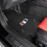 Lloyd Mats Custom-Fit All-Weather Rubber Floor Mats for Chevy Camaro 2016-2024 - Tri Color Shield (2PC - Fronts, Black)